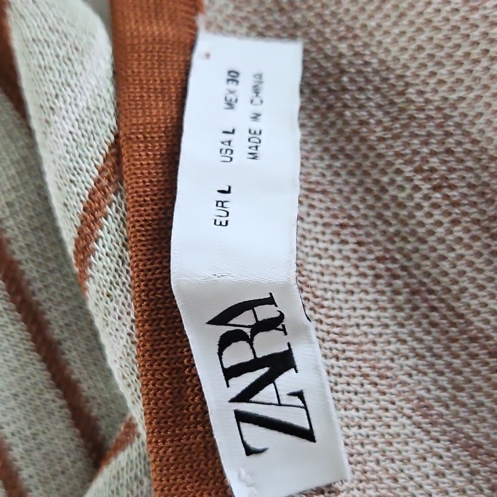 Zara Stripe Knit Top & Skirt Co Ord Set Size Large Green/ Brown - Picture 16 of 16